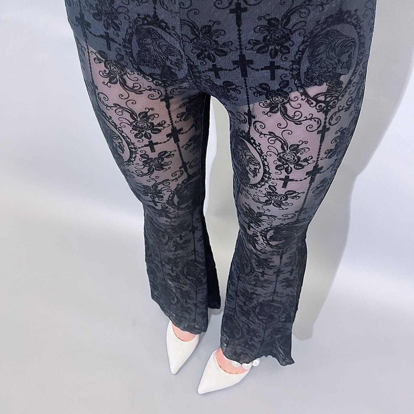 flare lace pants.