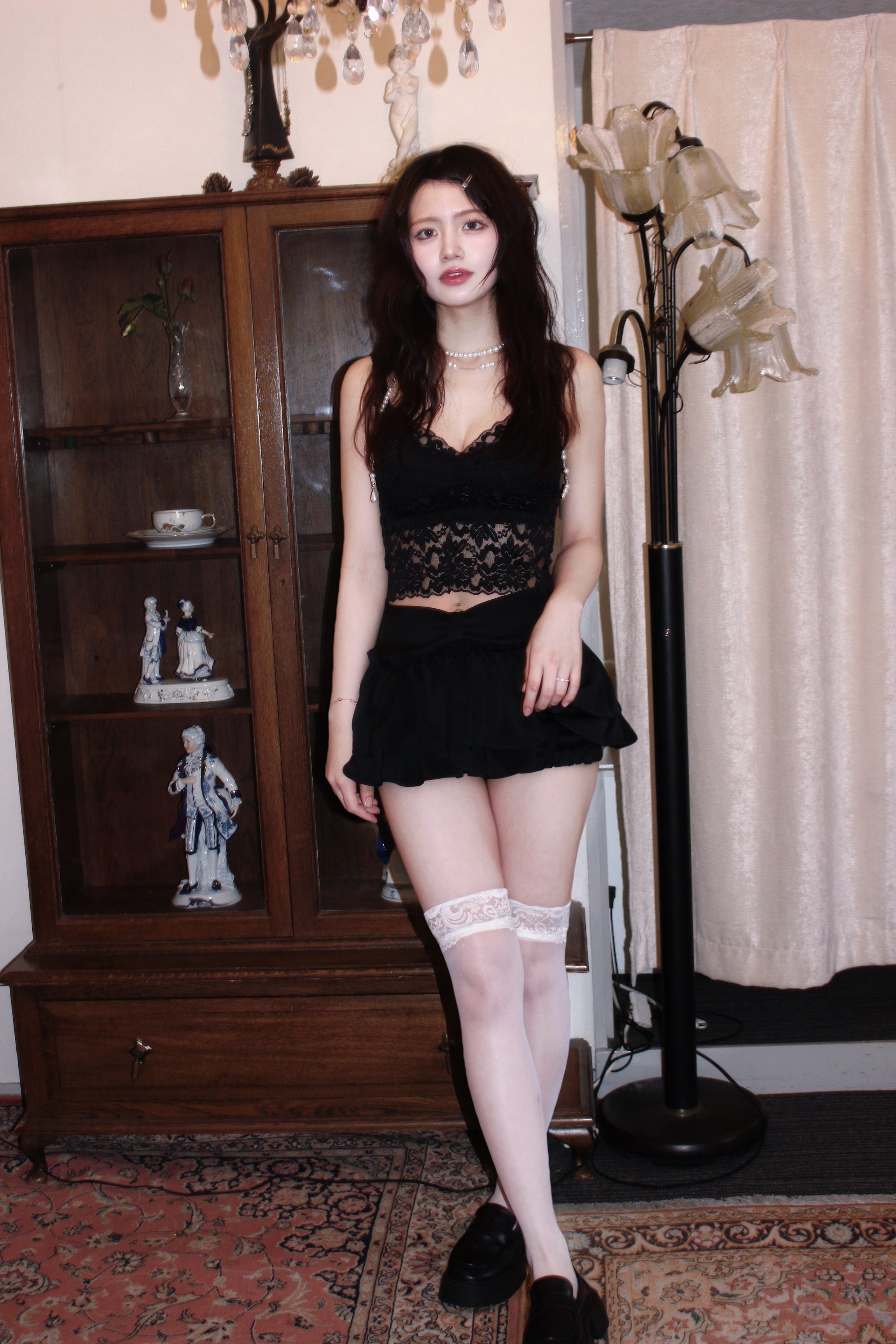 black lace fab layered tops.