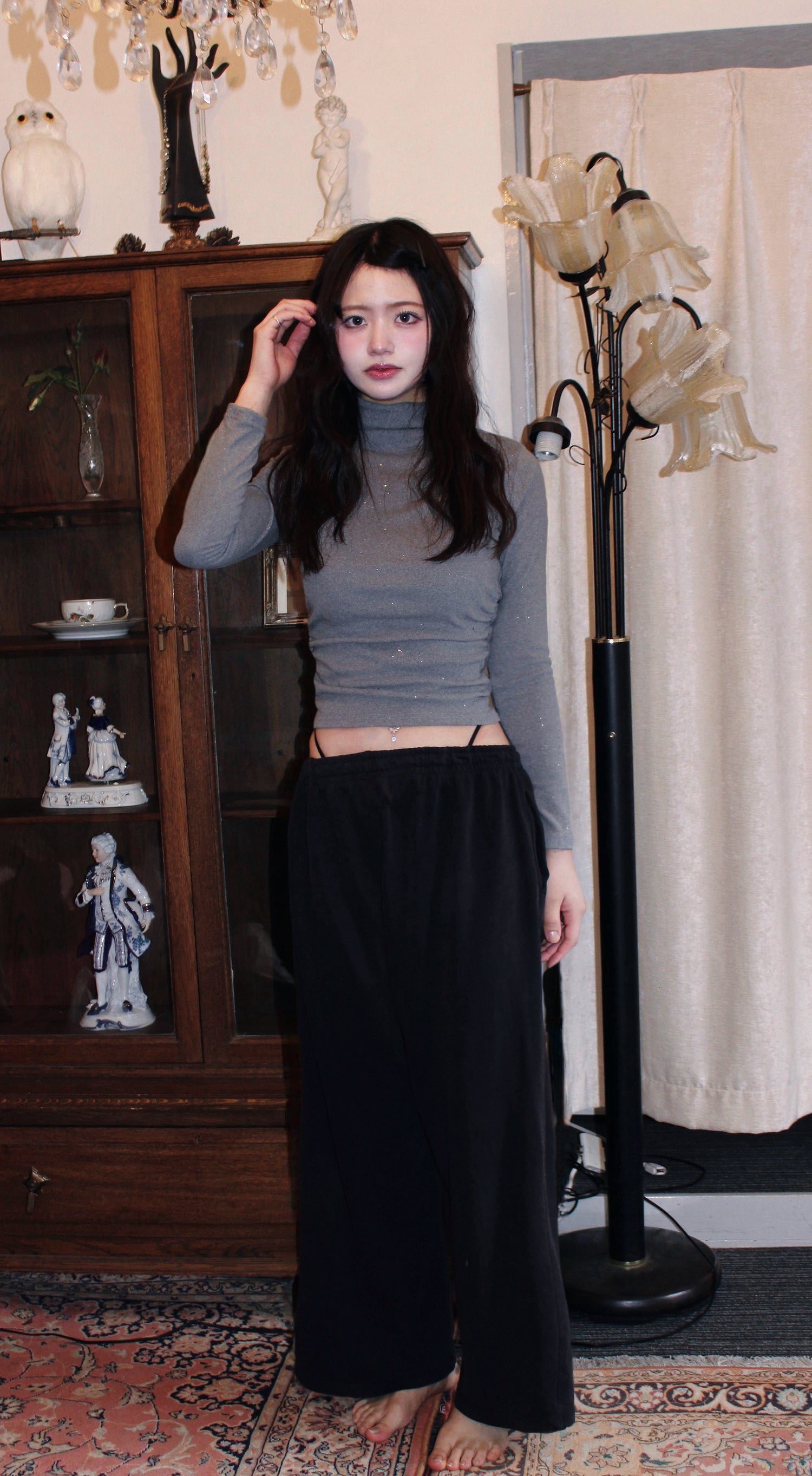 cropped brighter shirt.