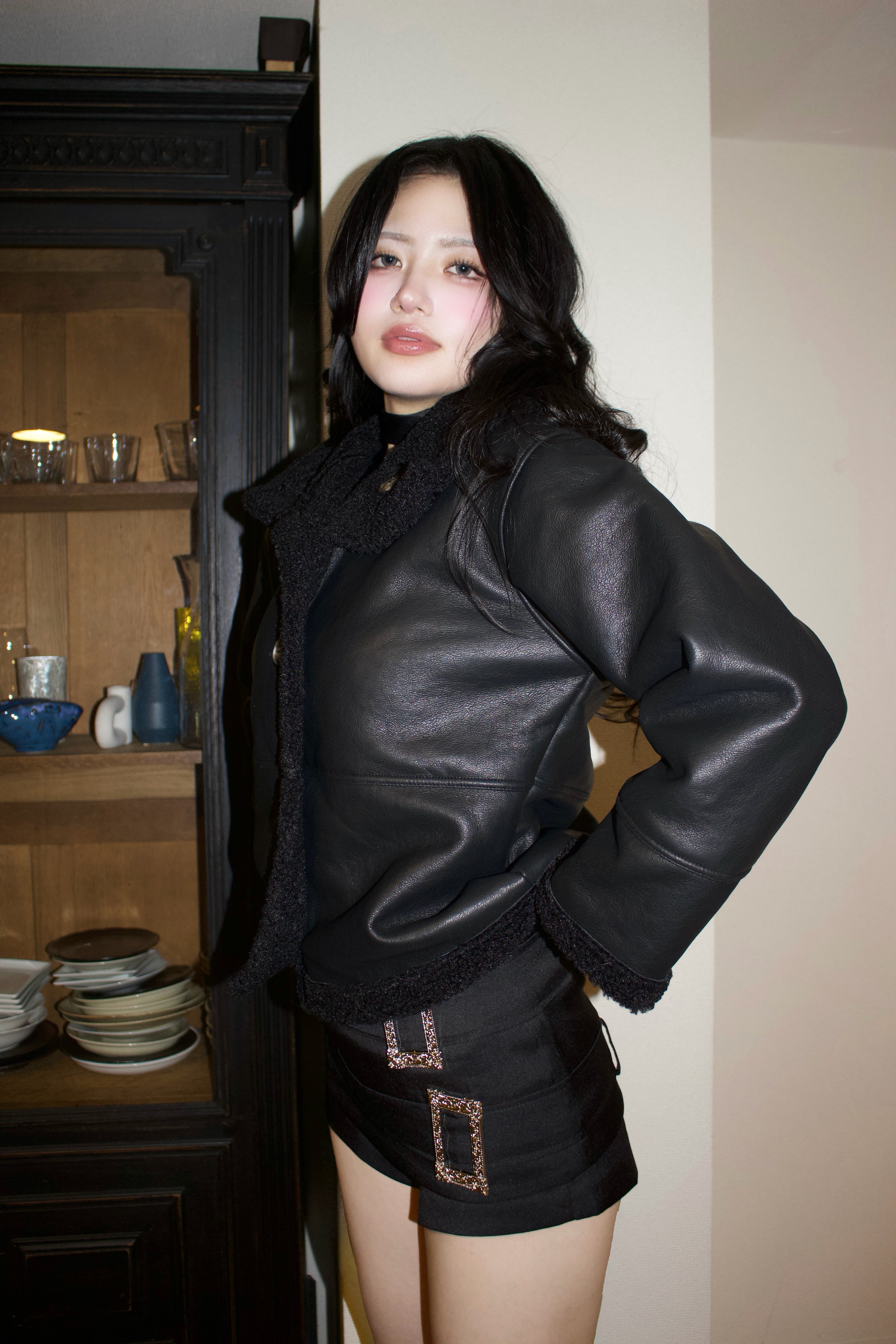 black mouton jacket.