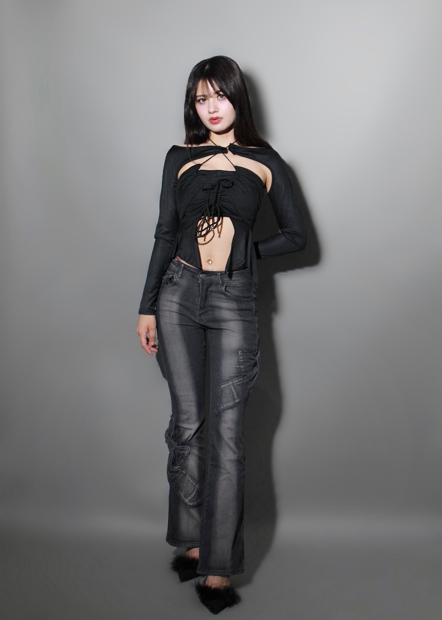 ribbon flare denim.