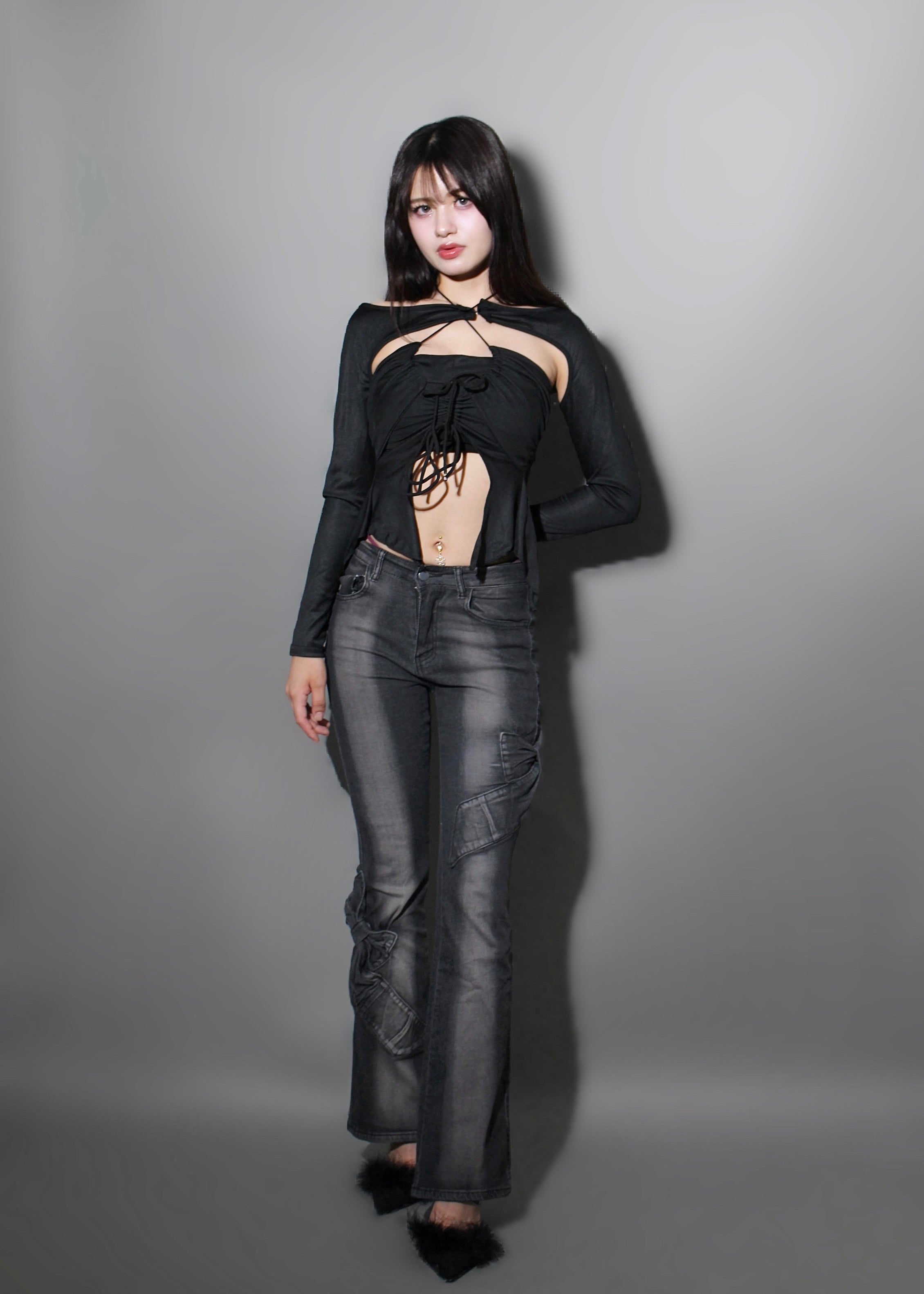 ribbon flare denim.