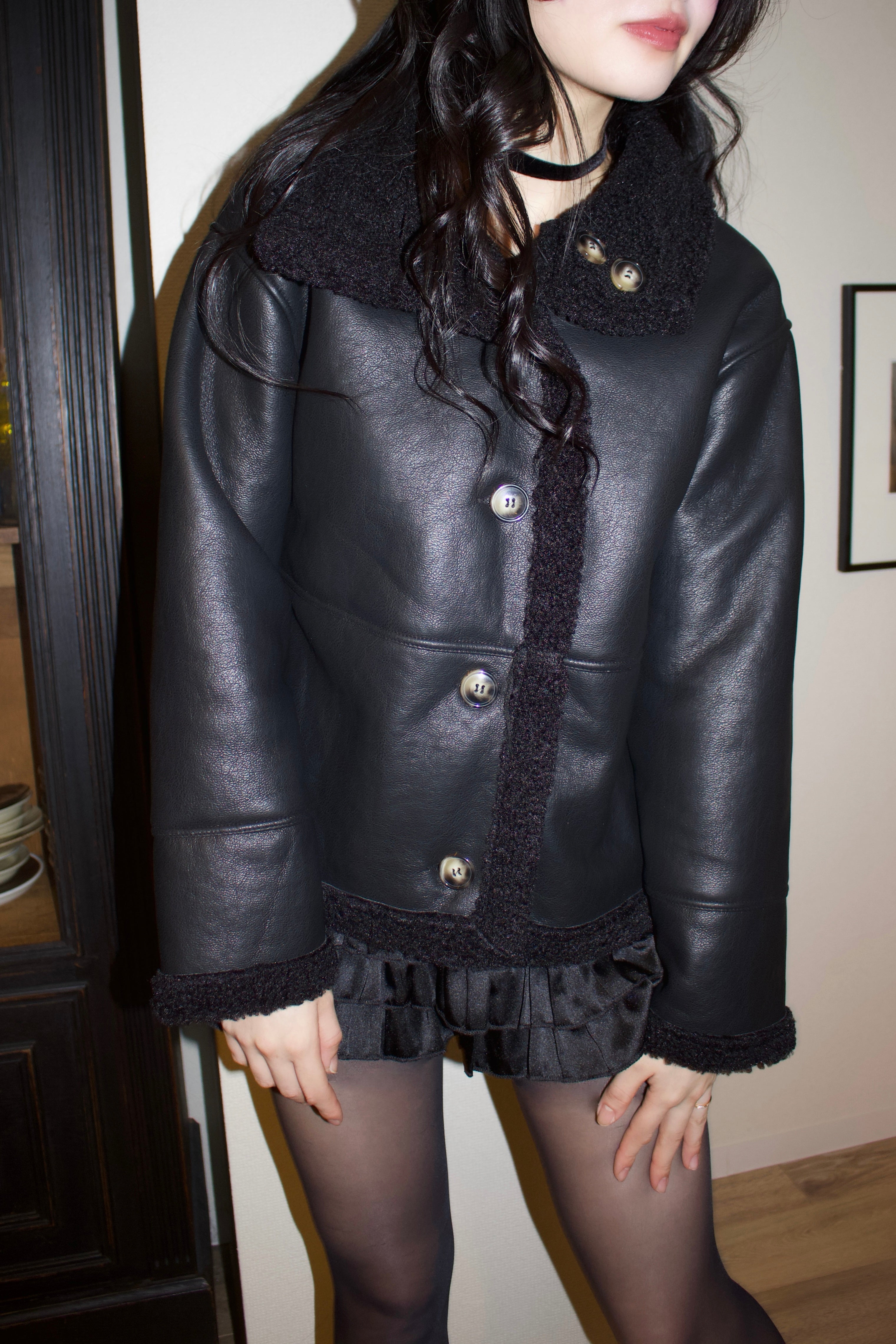 black mouton jacket.