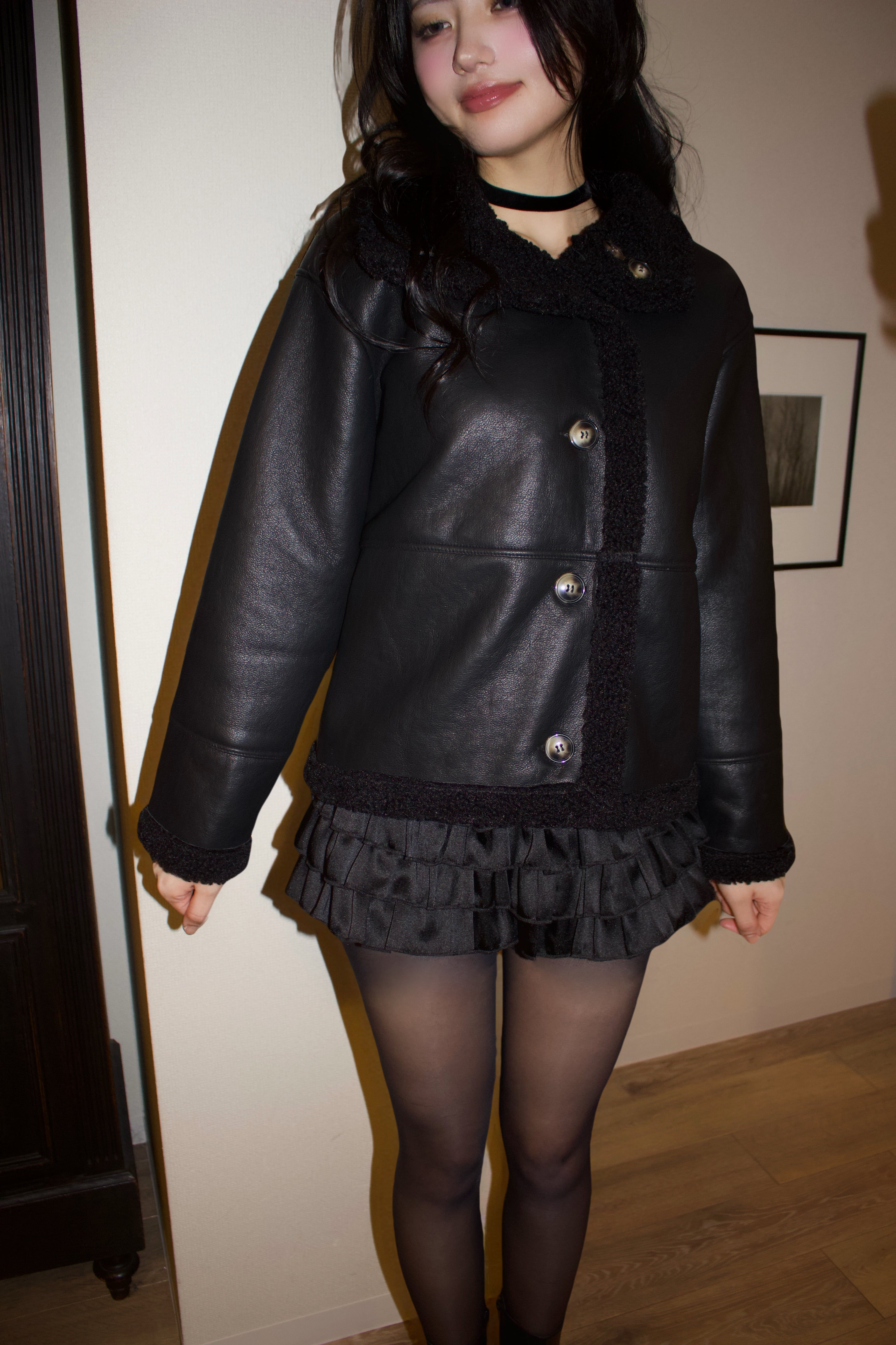 black mouton jacket.