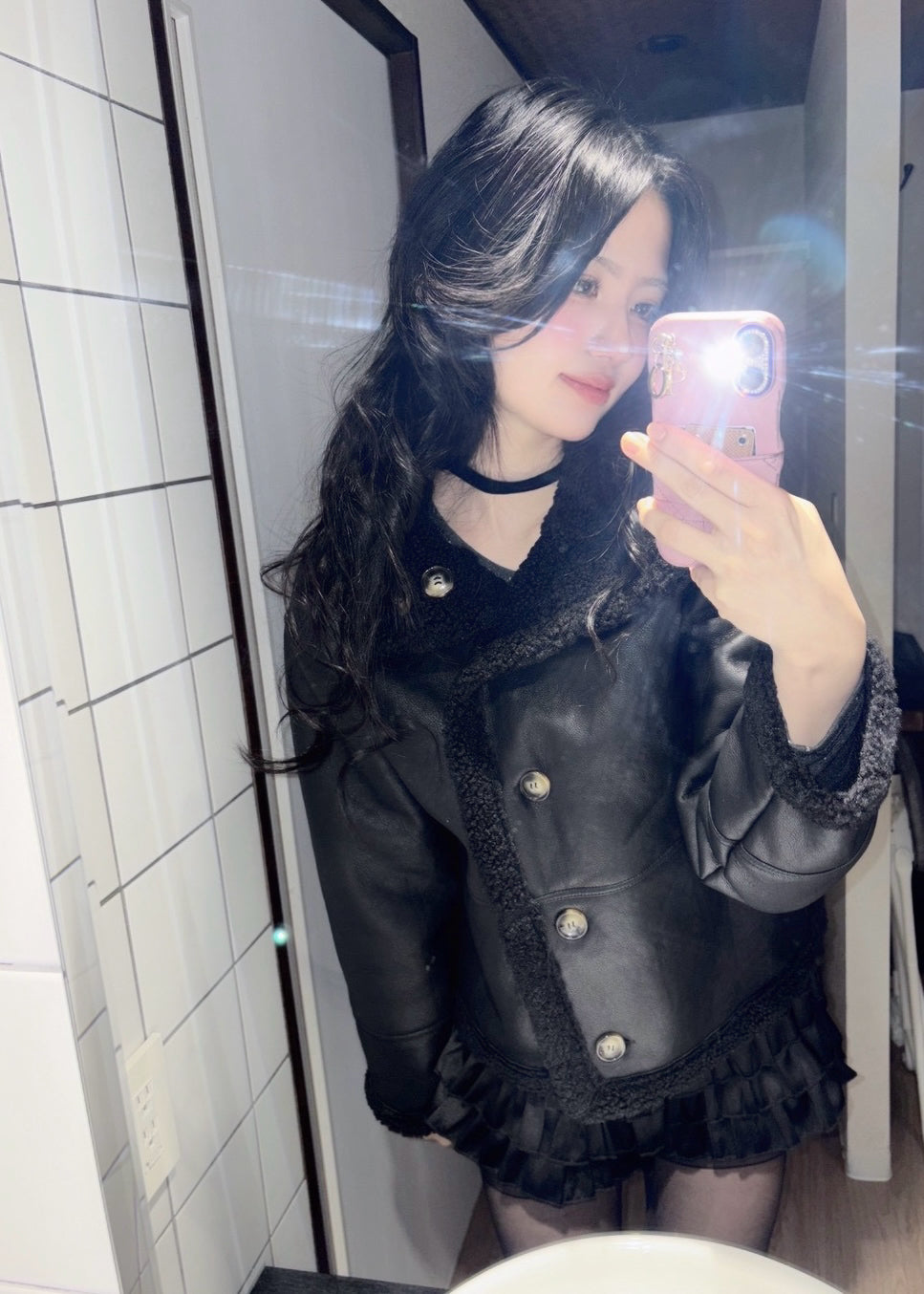 black mouton jacket.