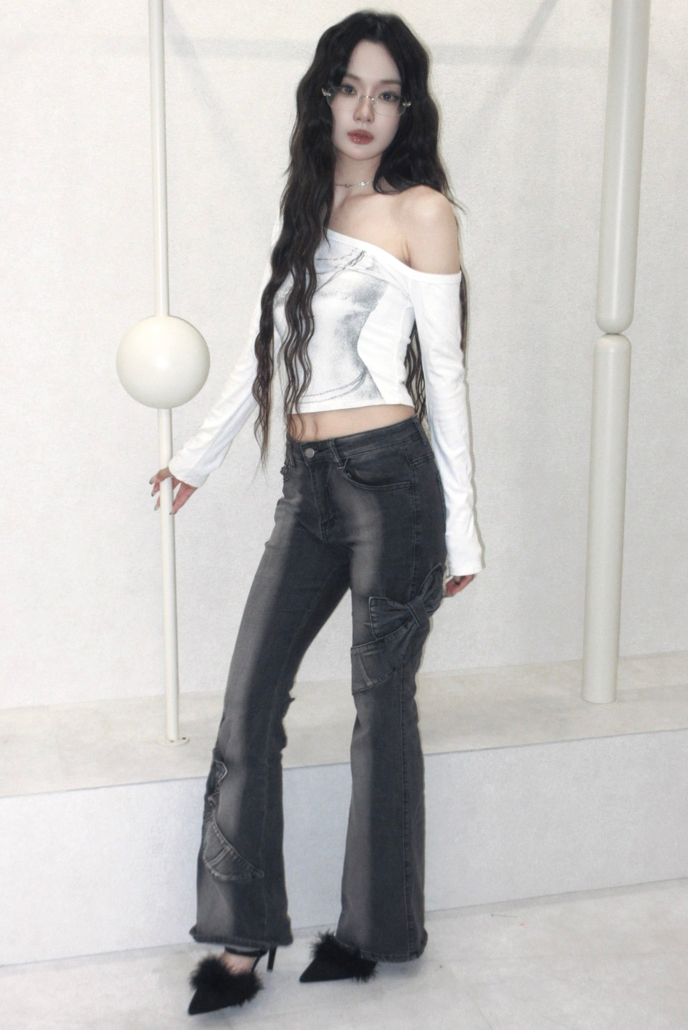ribbon flare denim.