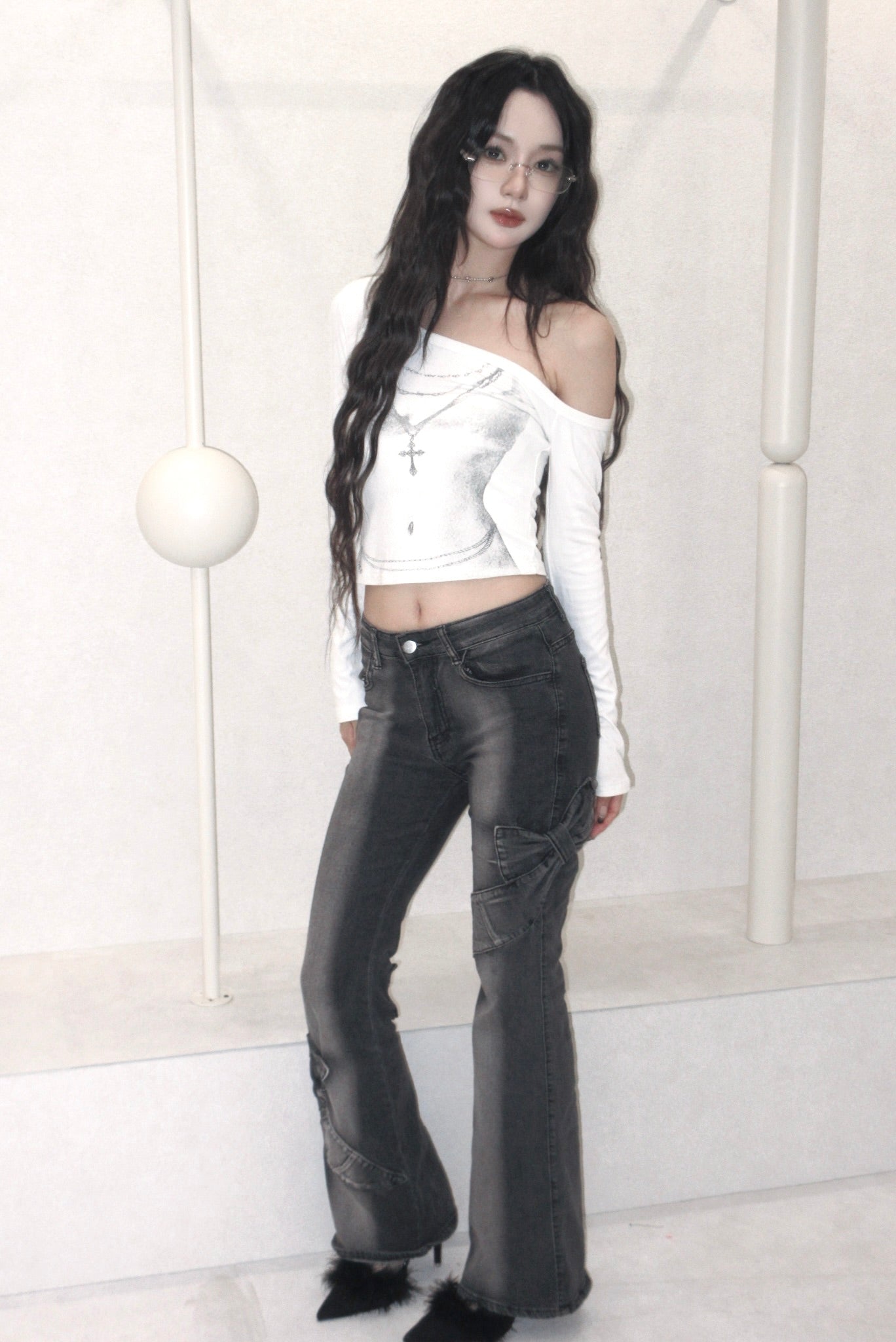 ribbon flare denim.