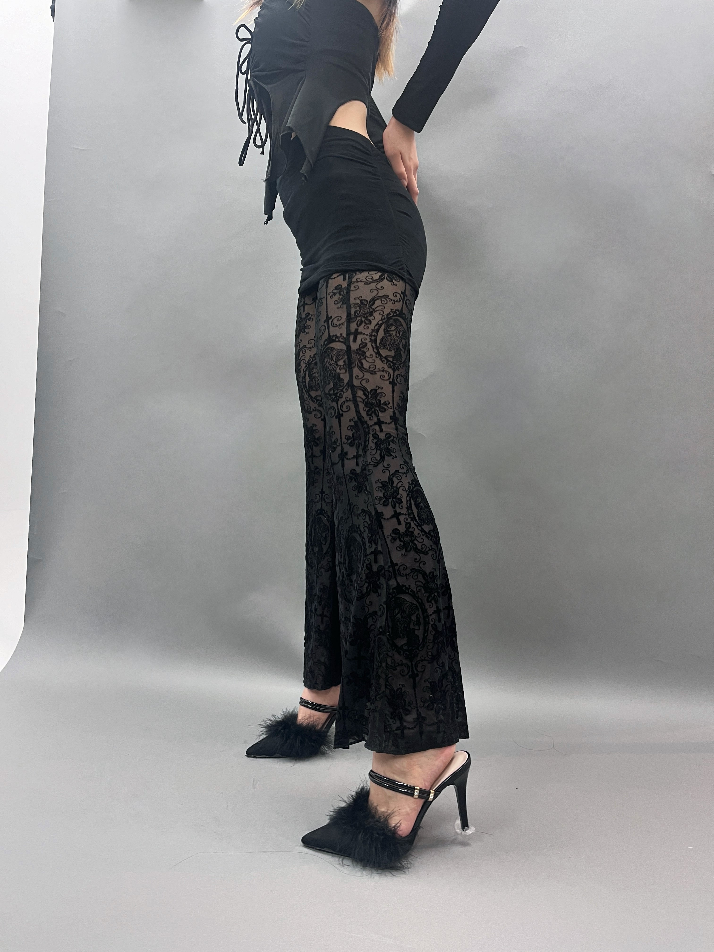 flare lace pants.