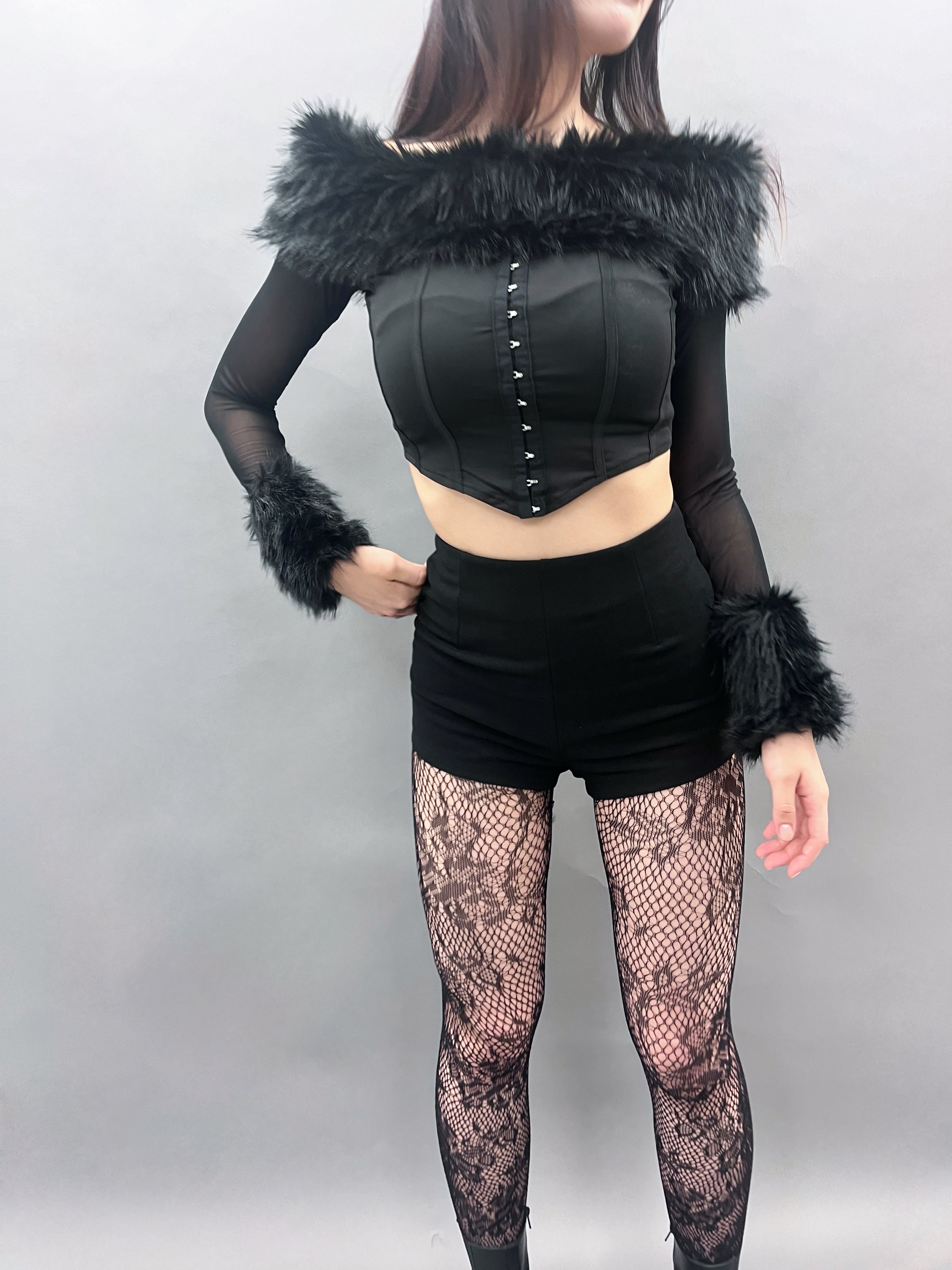 far×off-shoulder corset.