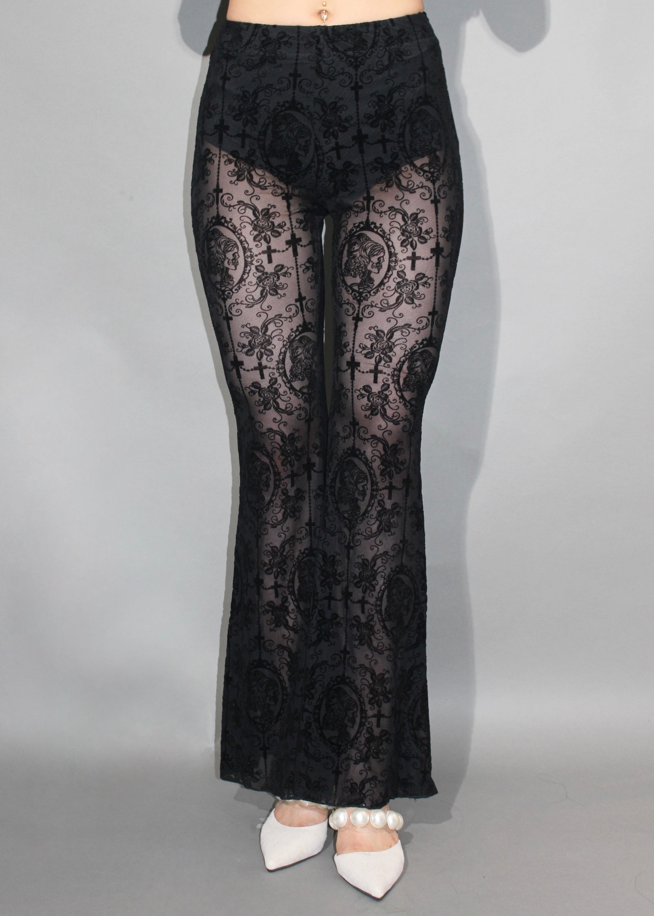 flare lace pants.