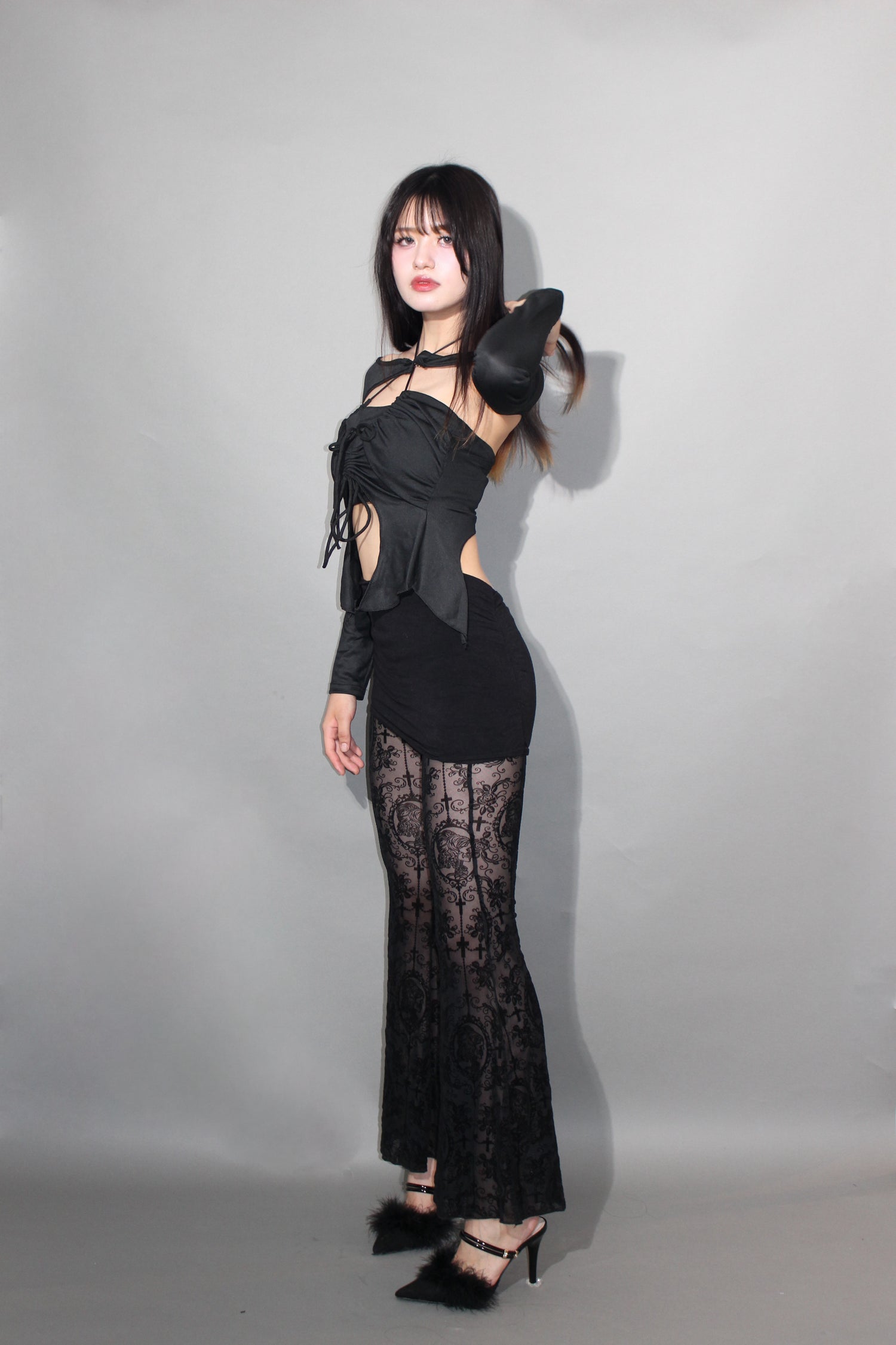 flare lace pants.