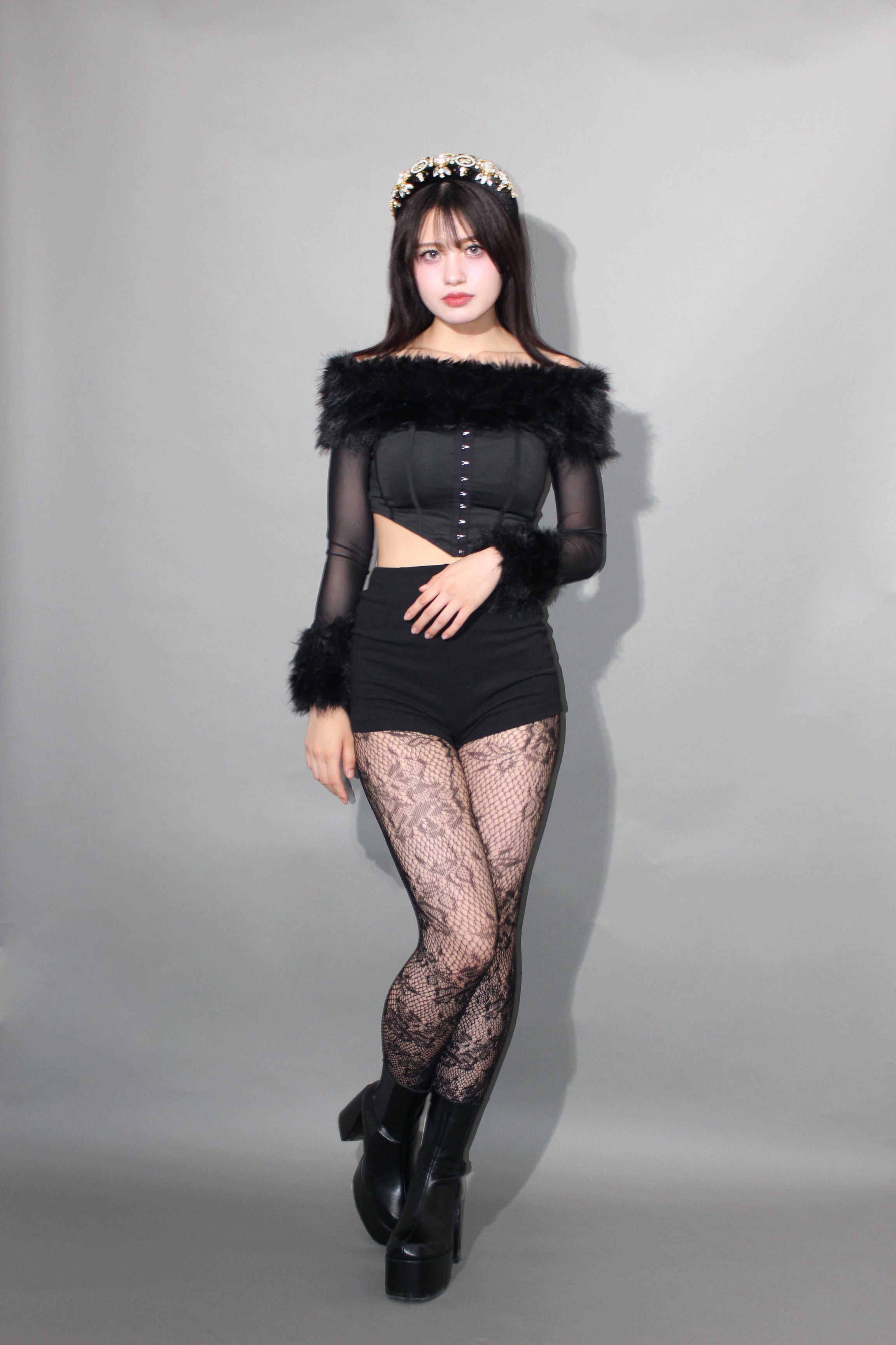 far×off-shoulder corset.