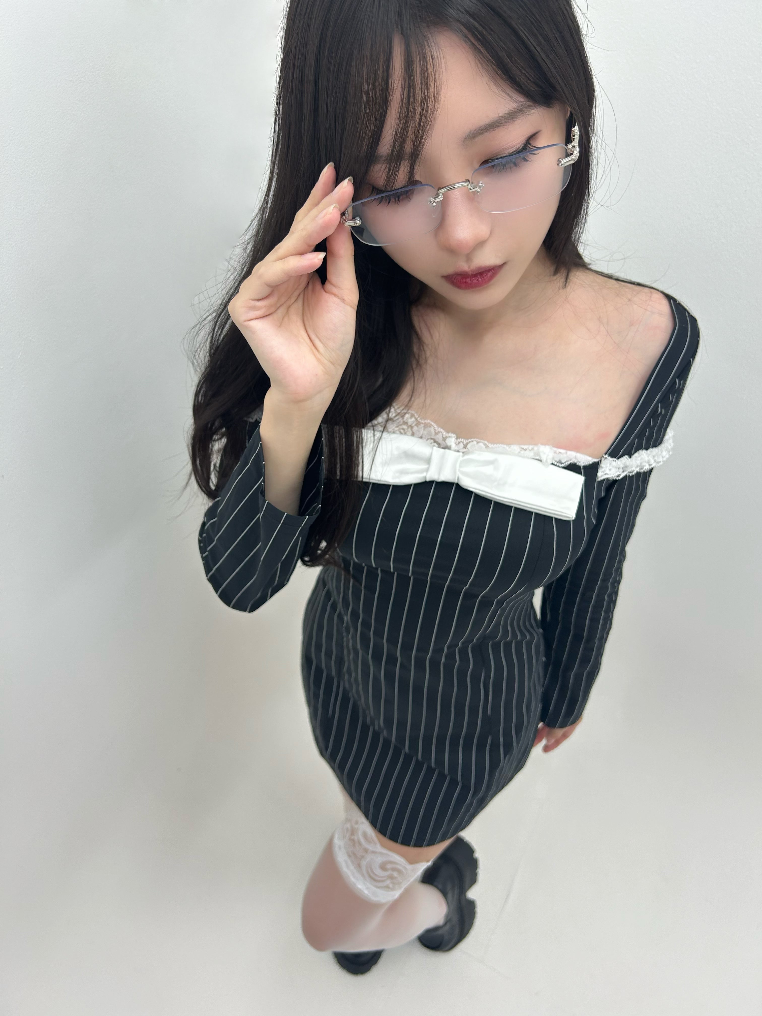 ribbon stripe one-piece.