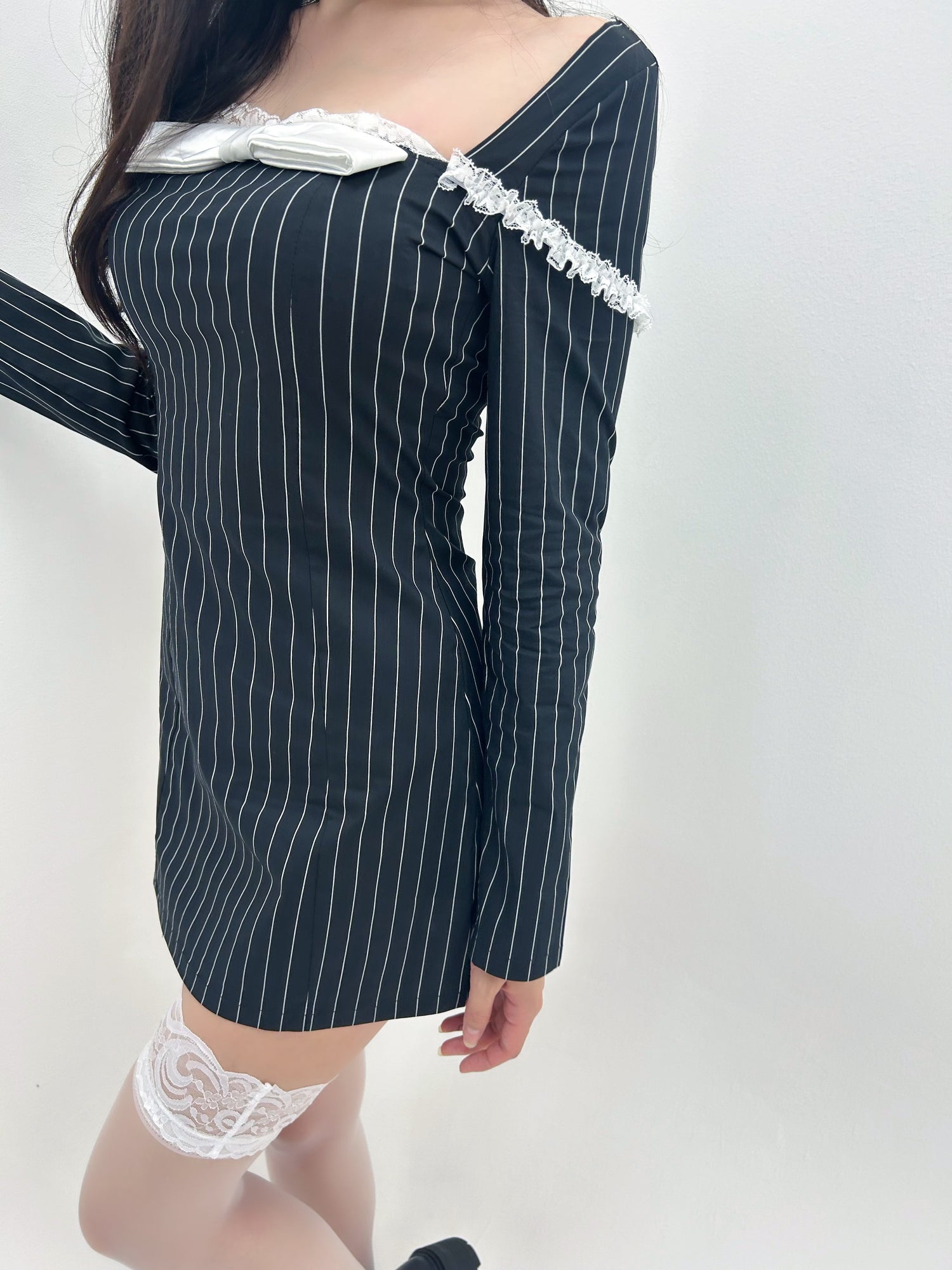 ribbon stripe one-piece.