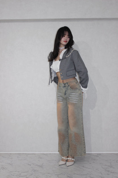 shine washed denim.