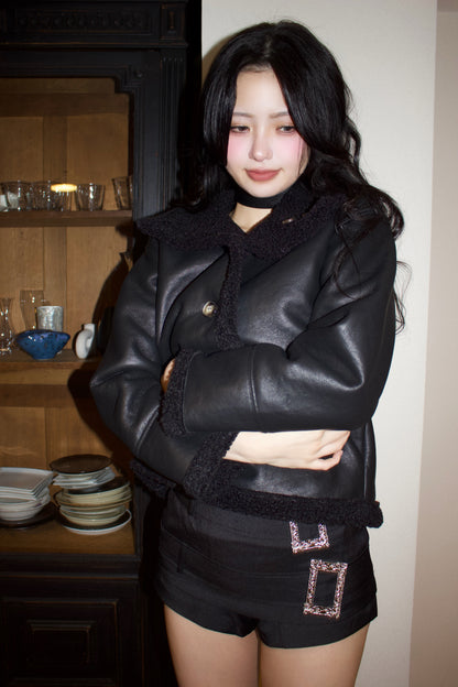 black mouton jacket.