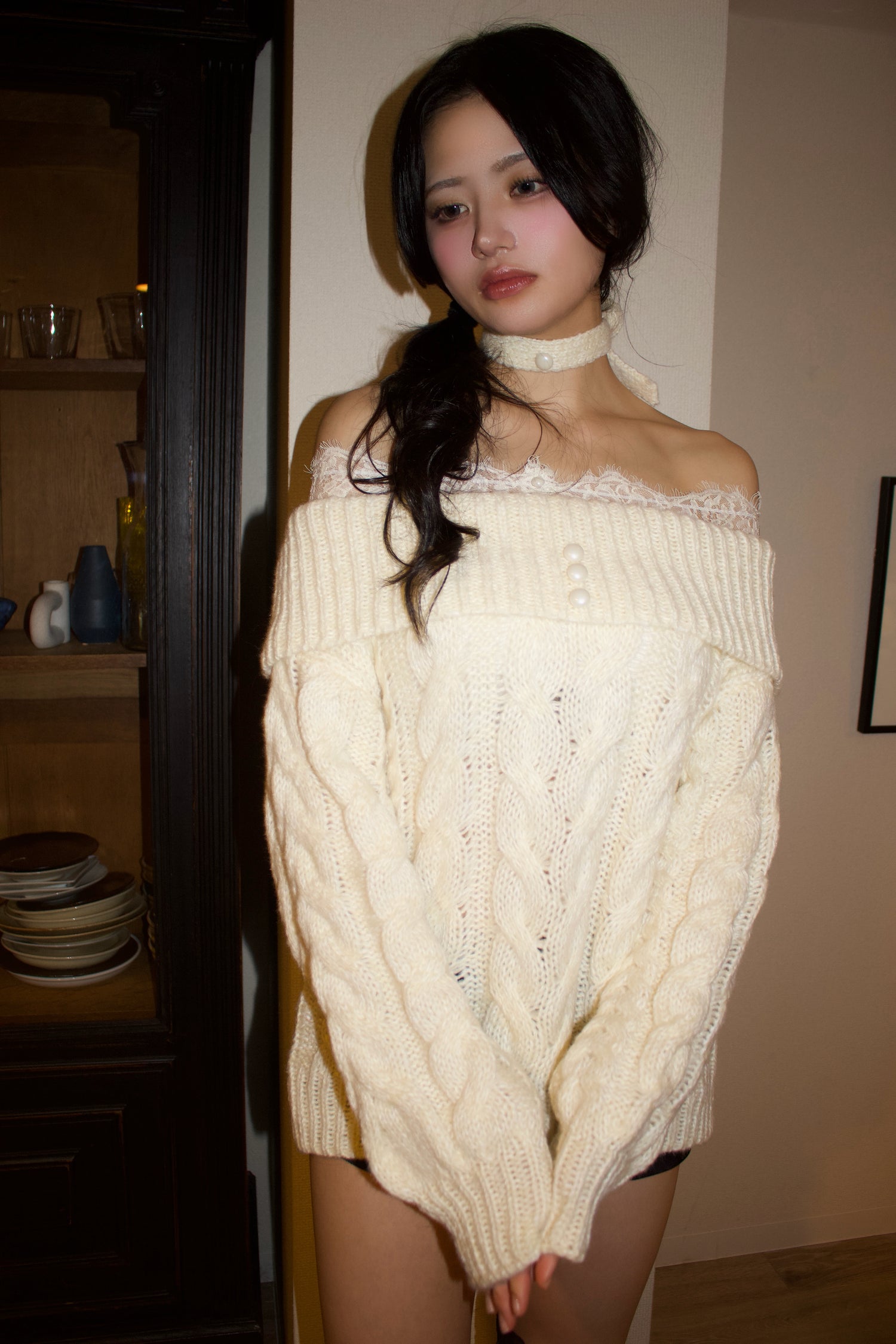 ivory cable knit.