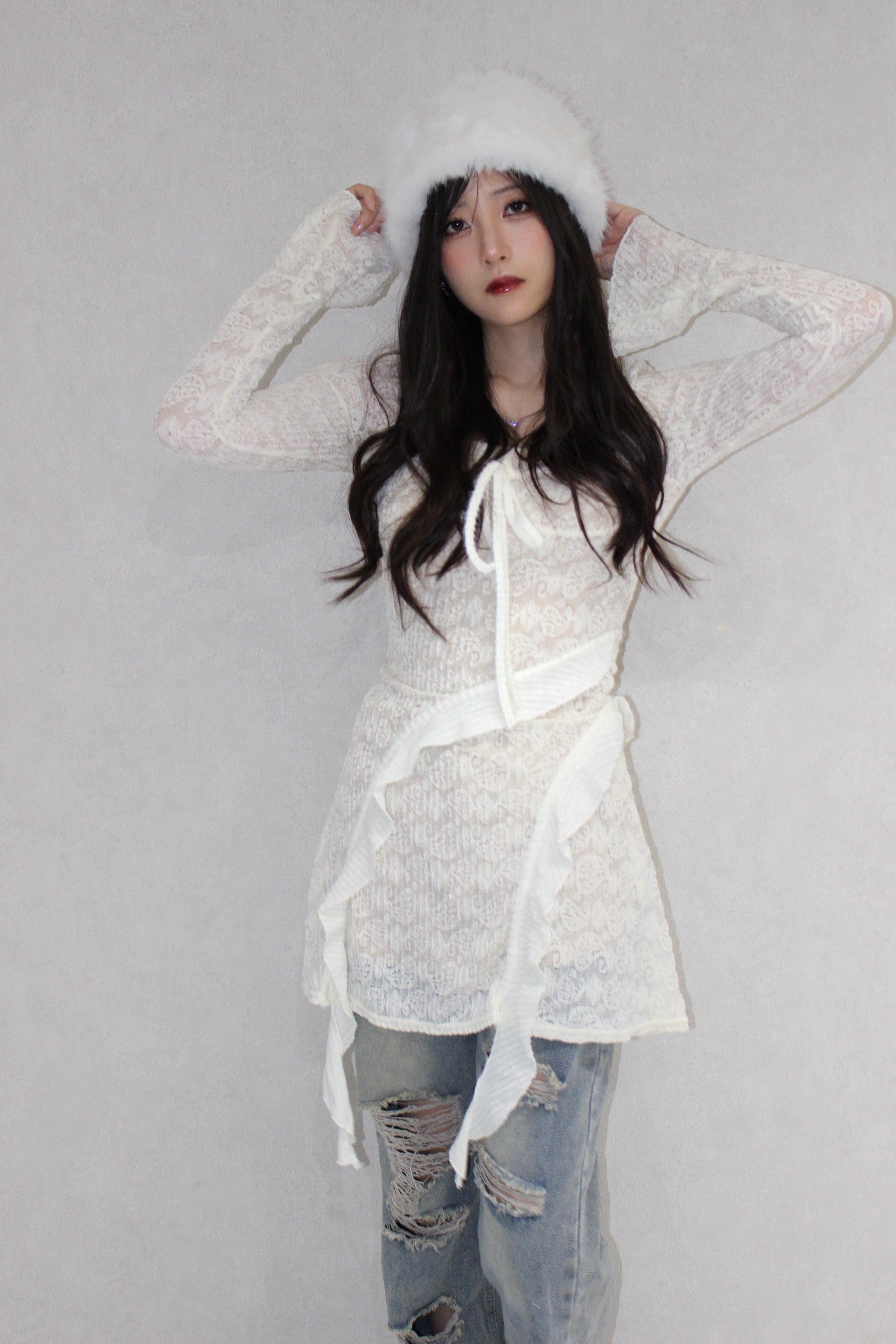 ruffle lace one-piece.