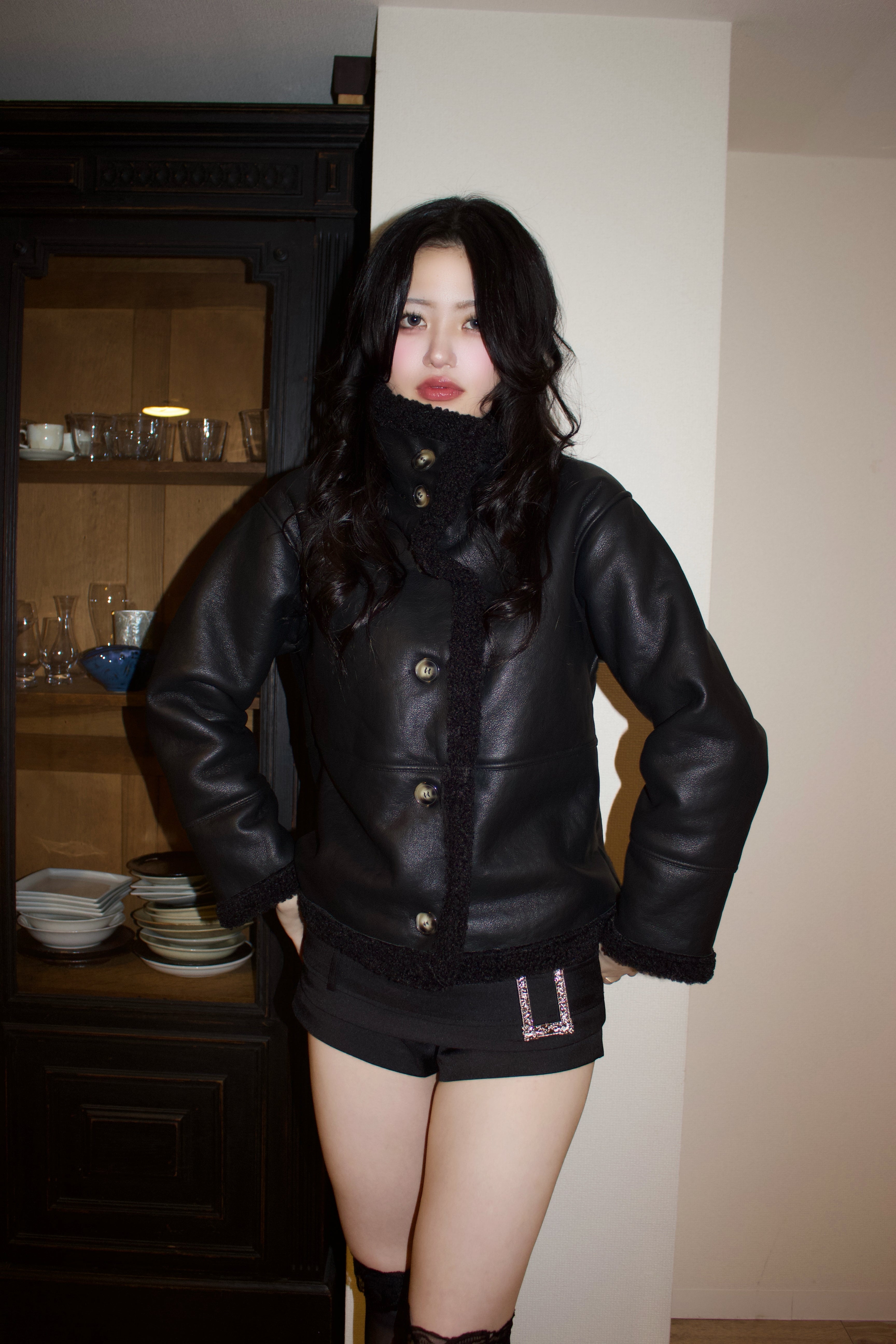 black mouton jacket.