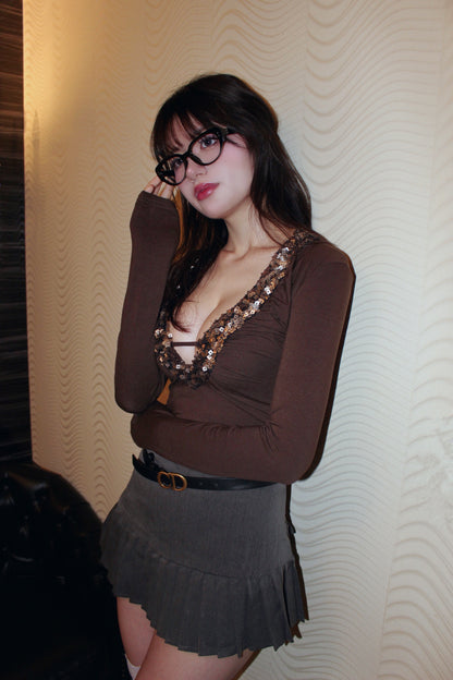 chestnut sequins tops.