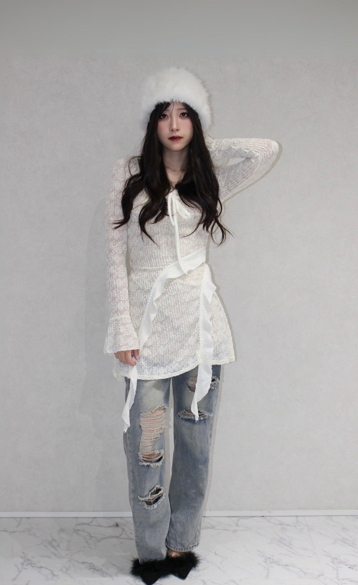 ruffle lace one-piece.