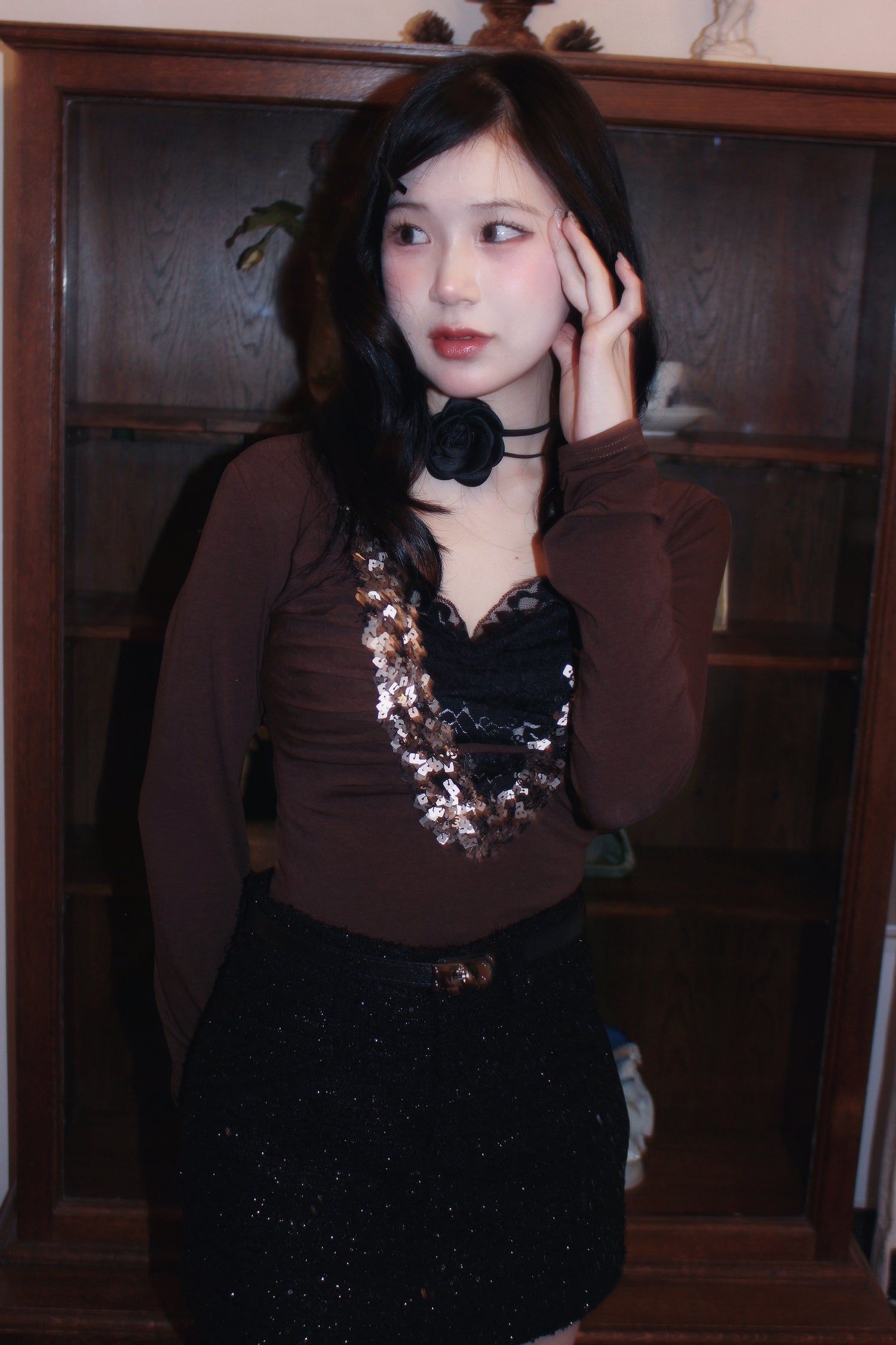 chestnut sequins tops.