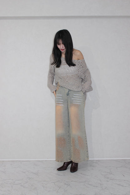 shine washed denim.