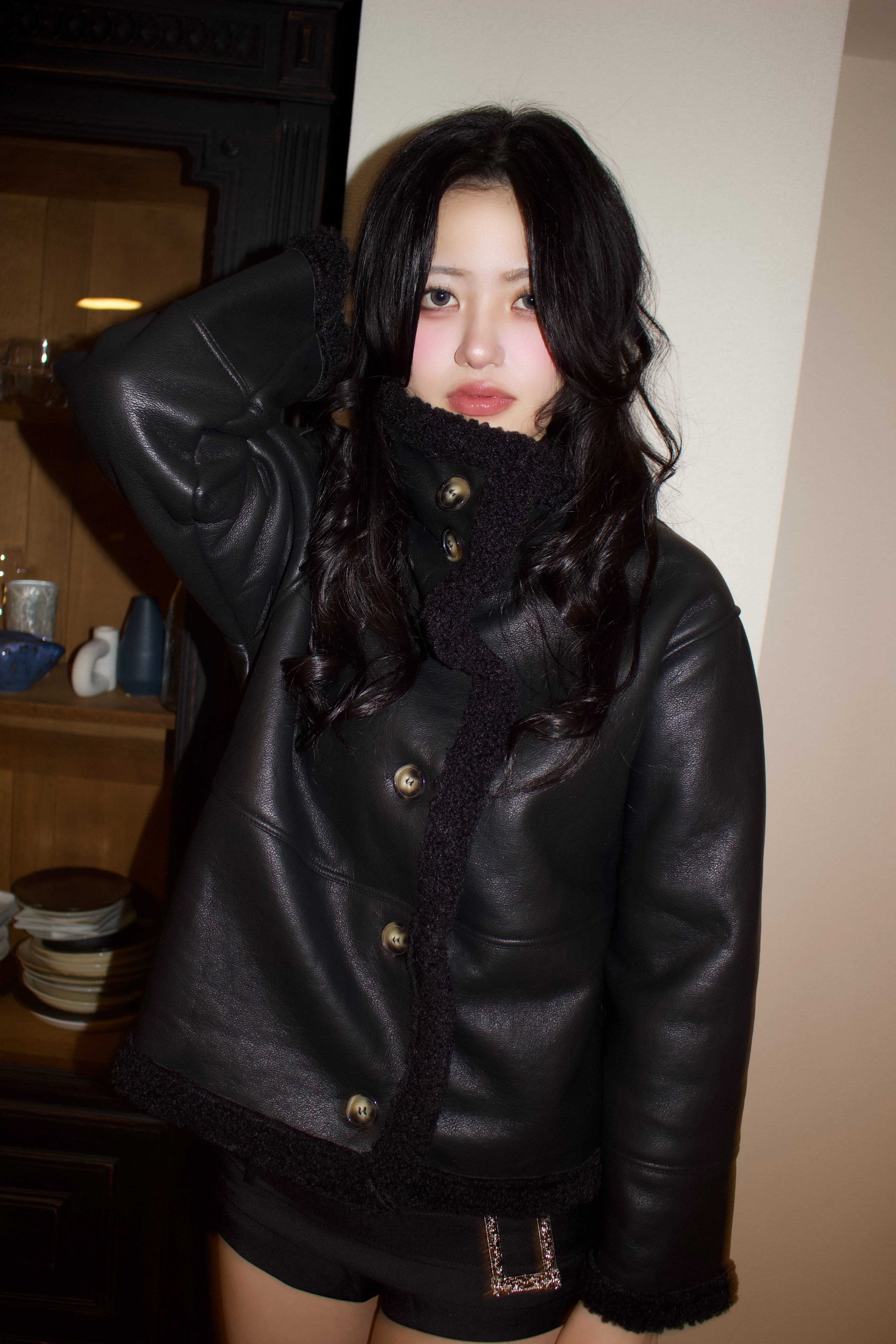 black mouton jacket.