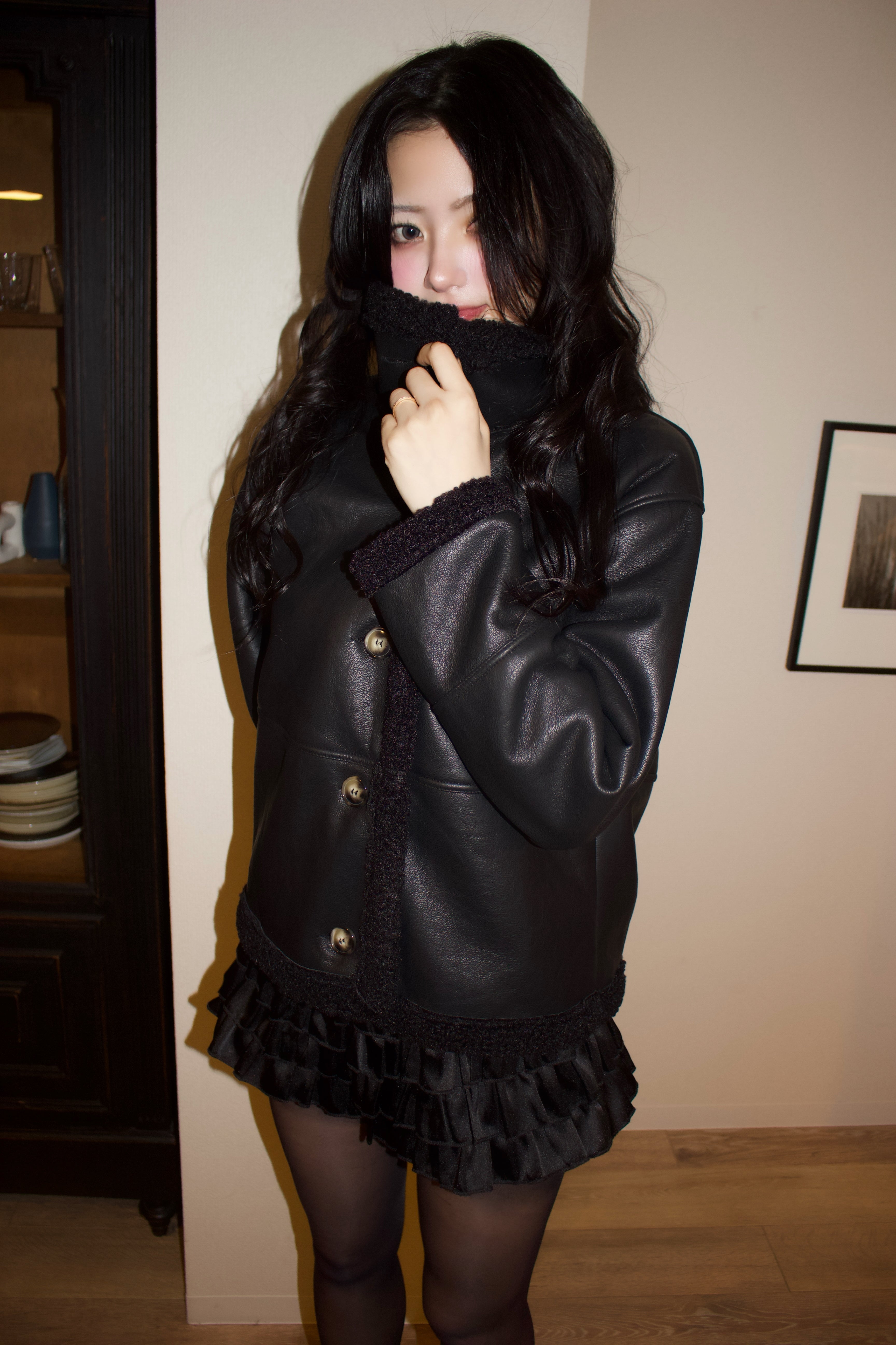 black mouton jacket.