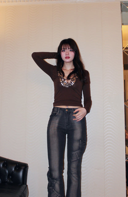 chestnut sequins tops.