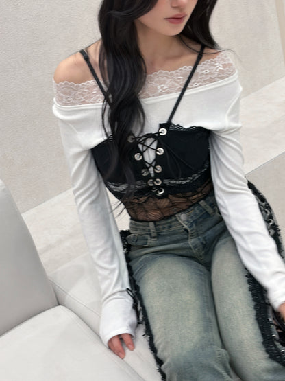 see-through body suit.