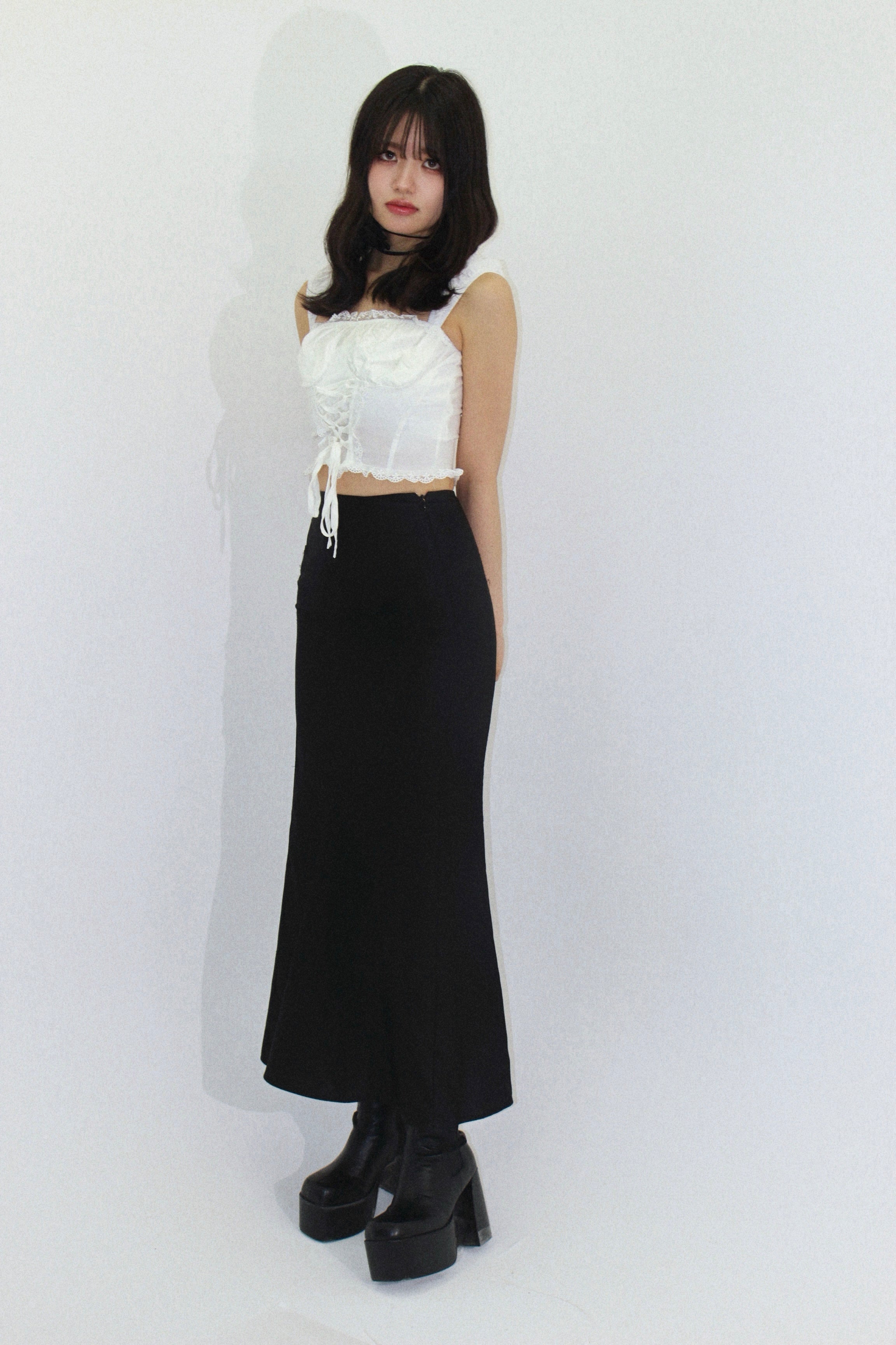 lace-up bustier.