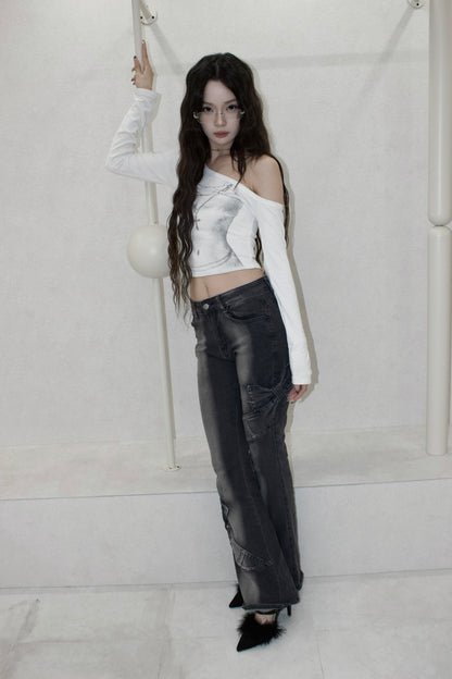 ribbon flare denim.