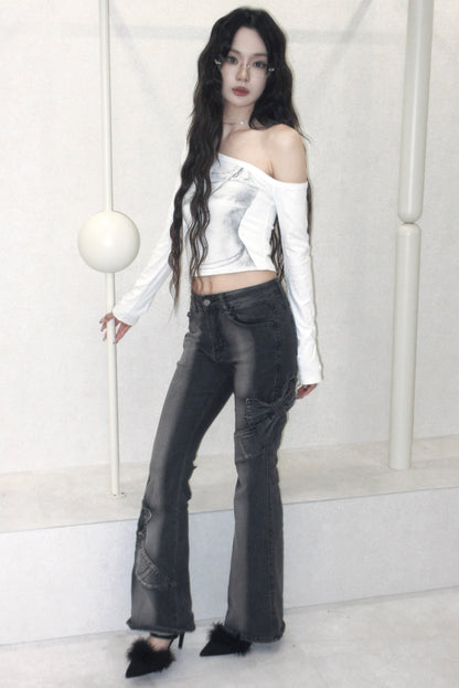 ribbon flare denim.