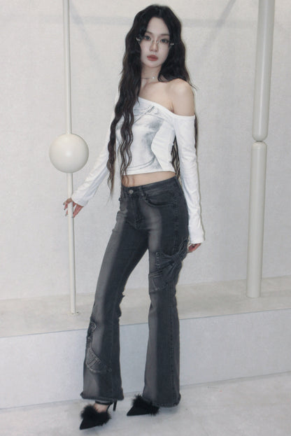ribbon flare denim.