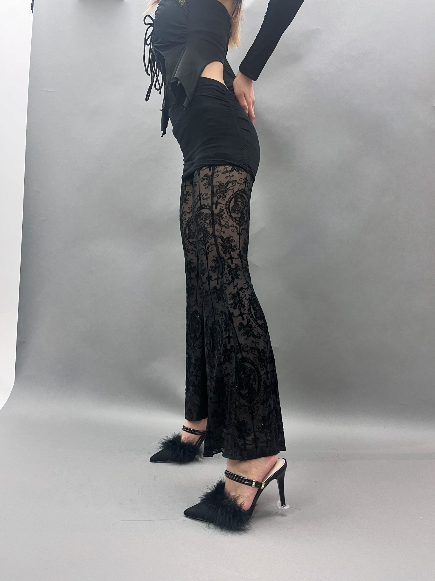 flare lace pants.