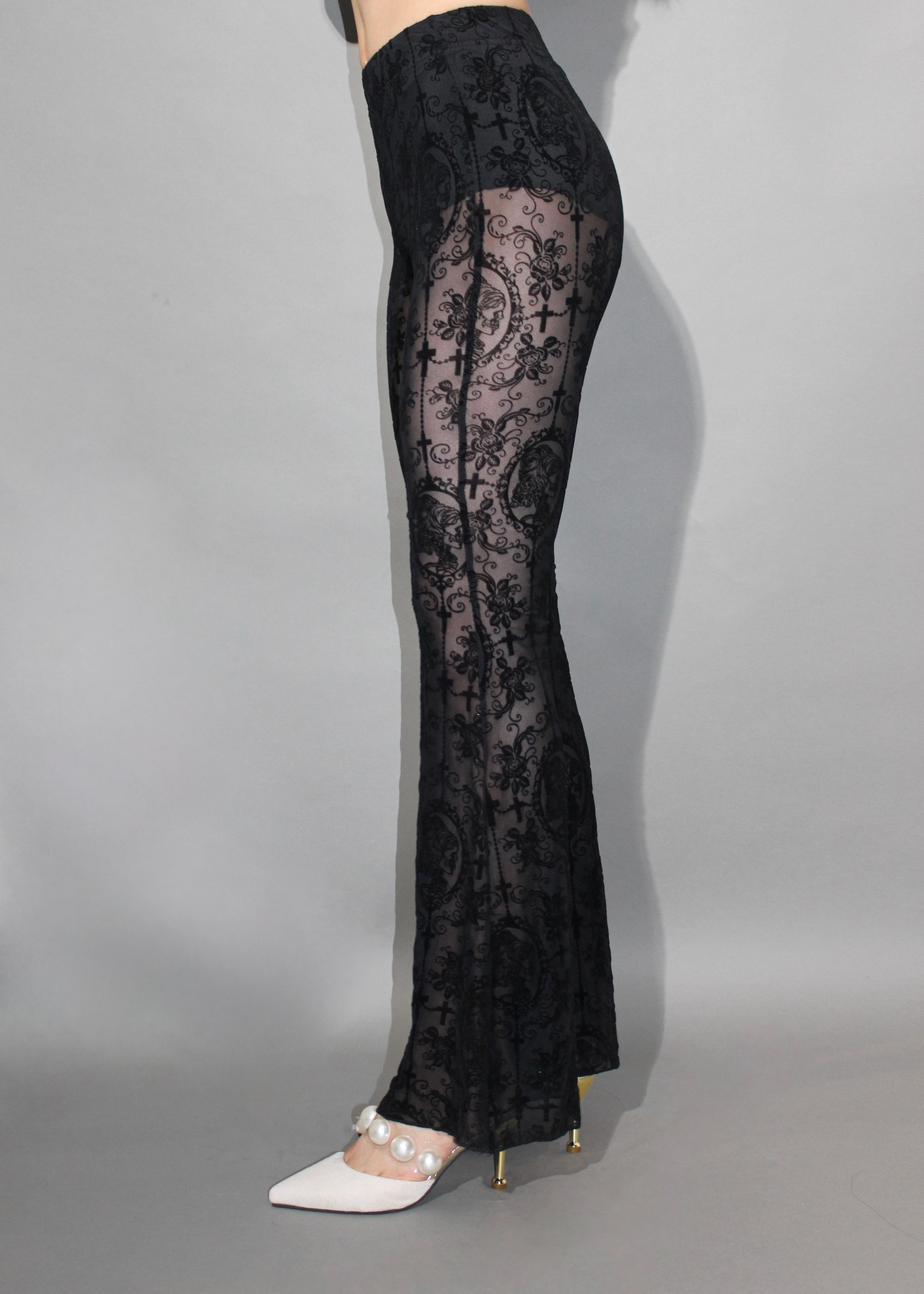 flare lace pants.
