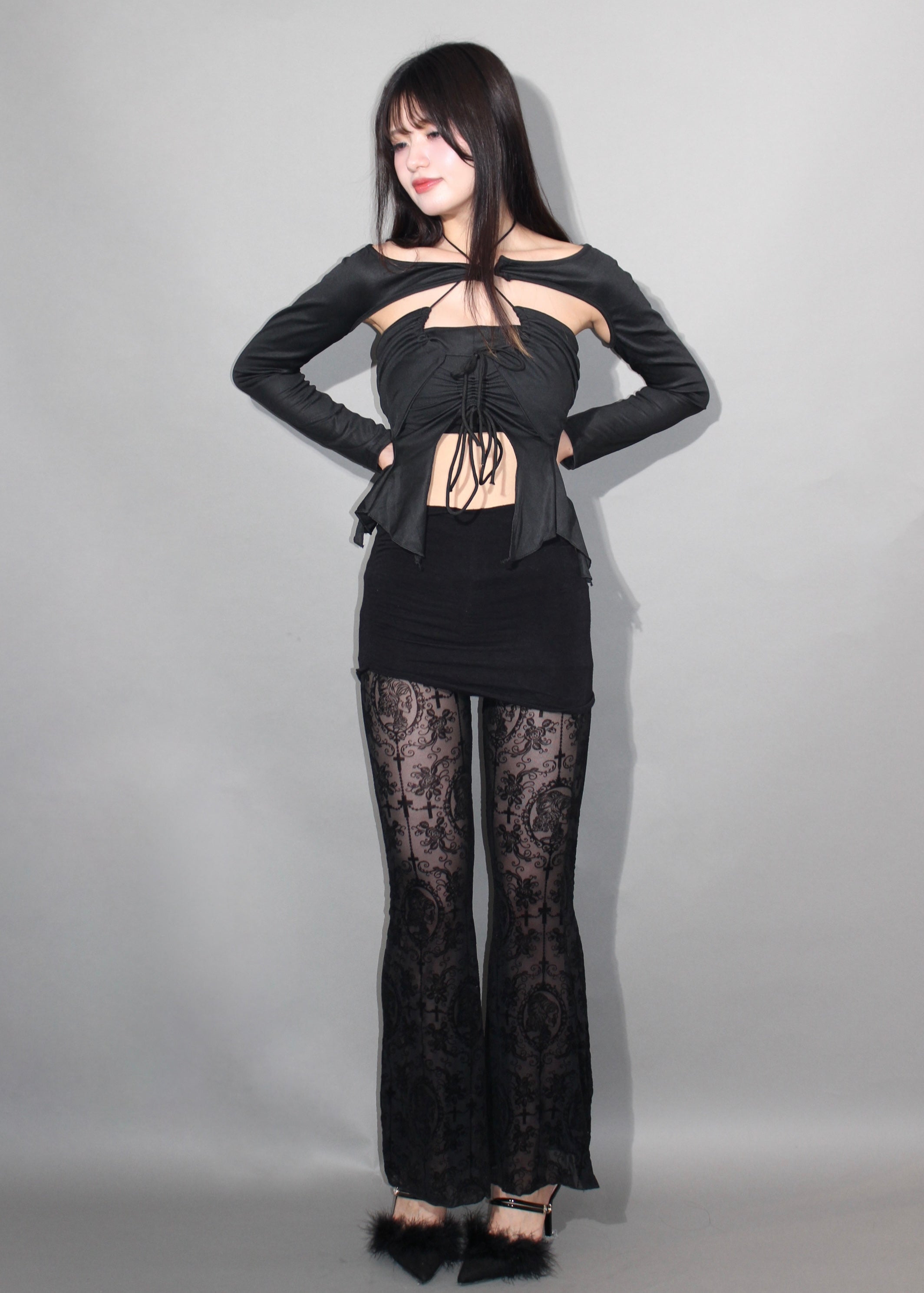 flare lace pants.