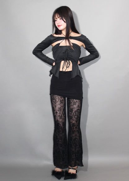 flare lace pants.