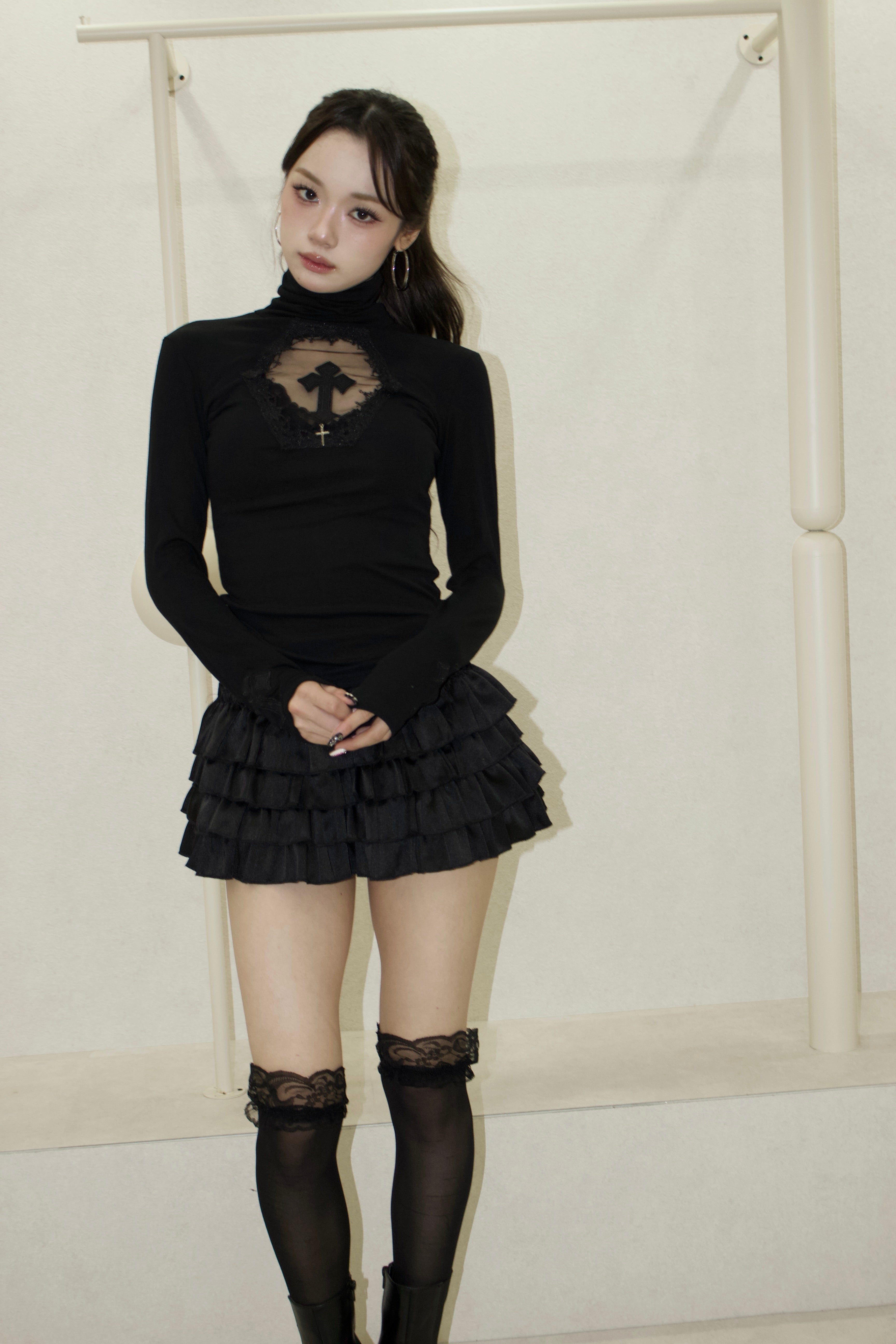 reine  チェスティ  レーストップス Chesty（チェスティ） ワンピース ミックスレースシャツワンピース